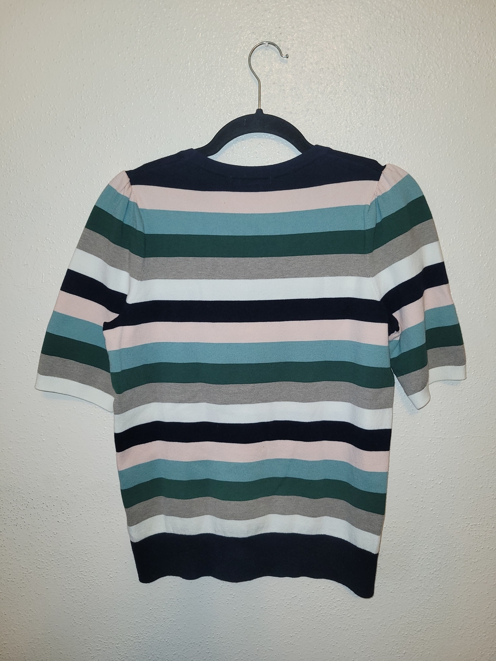 Boden Striped Short Sleeve Sweater - Navy, Pink, Teal, Gray, White Small - Picture 2 of 4